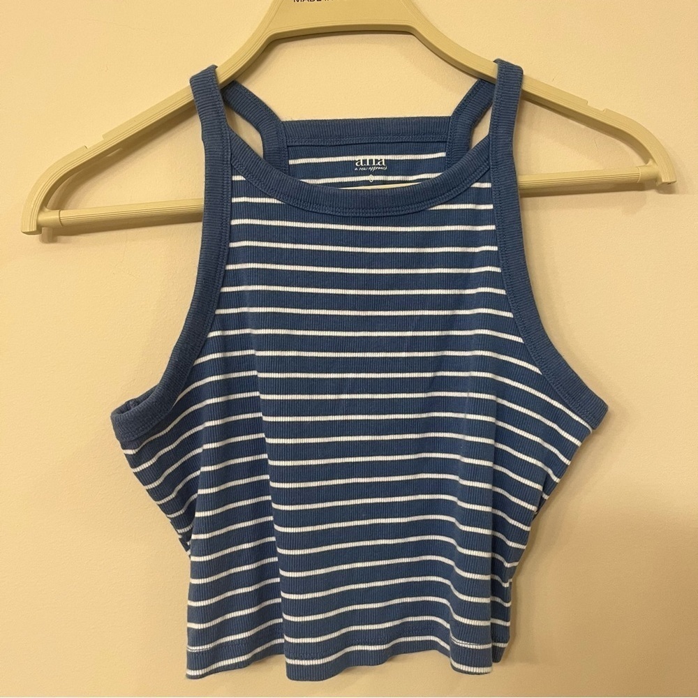 Ana blue and white striped tank top women’s size small